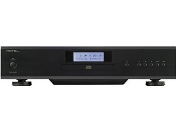 Reproductor de CD Rotel CD14 MKII negro, vista frontal, pantalla azul, botones y conectores en la parte delantera, acabado negro mate