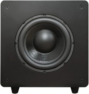 Subwoofer Velodyne Deep Waves 10 negro, vista frontal con altavoz circular a la vista