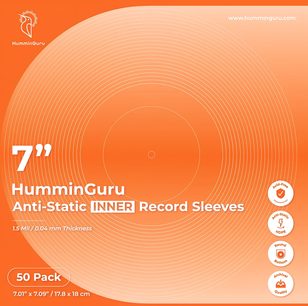 HumminGuru 7-Zoll-Innenhüllen für Vinyl, antistatische orangefarbene Verpackung, 50er-Pack