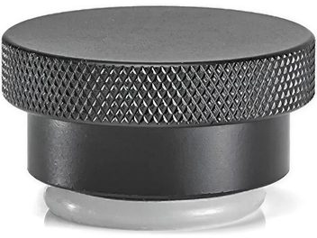 Palet presseur pour platine vinyle Okki Nokki Record Cleaning Clamp Alu gris foncé, à bord quadrillé et base translucide