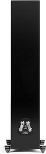 MartinLogan Motion F20 søjlehøjttaler i sort lak set bagfra med metaltilslutningsklemmer og metalfødder