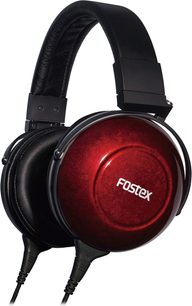 Fostex TH900 Mk2 åbne hi-fi hovedtelefoner, rødt lakeret træ ørekopper, justerbar sort læder hovedbøjle, tykke ørepuder