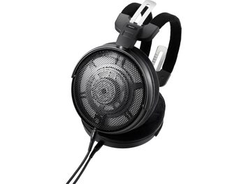 Audio Technica ATH-ADX3000 åbne, kablede hi-fi hovedtelefoner, set fra siden, cirkulært gitter, sorte ørepuder, polstret hovedbøjle