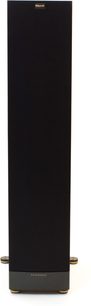 Klipsch RF-82 MkII svart gulvhøyttaler, forfra, vertikal rektangulær form, matt svart kabinett, svart grill