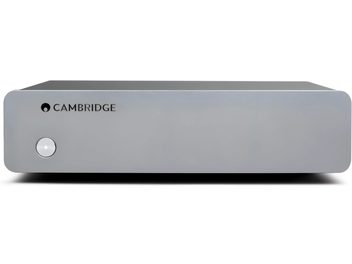 Przedwzmacniacz gramofonowy Cambridge Audio Alva Solo w kolorze antracytowym, widok z przodu, front z logo, pokrętłem i diodą LED