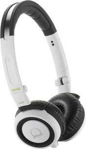 Baltosios spalvos AKG Q460 ausinės, reguliuojamas juodas lankelis, juodos ovalo formos ausinių pagalvėlės, kairysis šoninis vaizdas