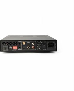 Ενισχυτής ισχύος υψηλής πιστότητας Paradigm X-500, πίσω όψη, συνδέσεις RCA, ομοαξονική, οπτική, γρίλια εξαερισμού, κουμπί έντασης