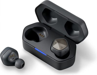 Astell&Kern AK UW100 MKII trådløse hovedtelefoner i mat sort, kompakt, ovale polstrede ørekopper, bred bøjle, opladningsetui