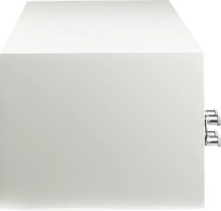 Paradigm Premier 520LCR v2 middenluidspreker satijnwit, zijaanzicht met zichtbare aansluitklemmen aan de achterkant