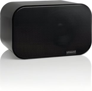 Compact black ArtSound UNI20 hi-fi speaker, rectangular shape with rounded corners, three-quarter front view