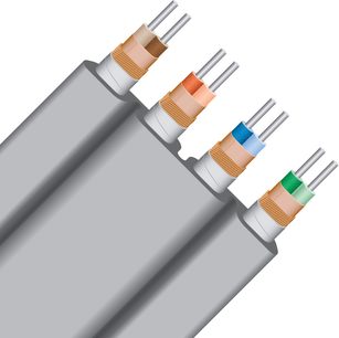 Ethernet-netværkskabel RJ45 Wireworld Platinum Starlight 10 Ethernet 1m, nærbillede, grå kappe, eksponerede ledere, farvekoder