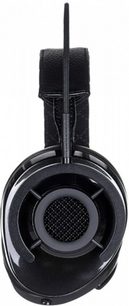 Audioquest Night Hawk Carbon hovedtelefoner, sort, set forfra, runde ørepuder, polstret hovedbøjle, flettet kabel