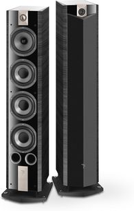 Sloupové reproduktory Focal Chorus 836 V ebony, černé, 4 reproduktory, výškový reproduktor nahoře, přední a pravý boční pohled