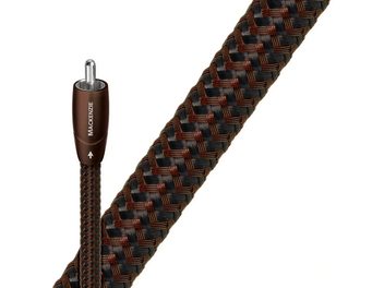 Kabel audio RCA Audioquest Mackenzie 1,5m, chromowane złącza RCA, brązowo-czarny oplot w geometryczne wzory