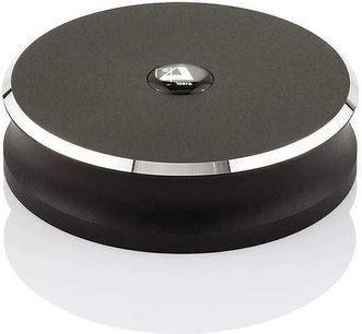 ClearAudio Palet presseur Palet concept siyah ve gümüş, üstten görünüm, farklı çaplarda üst üste yerleştirilmiş iki diskten oluşur