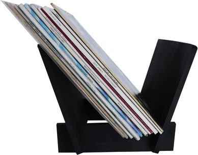 Sort Enova HIFI Vinyl opbevaringsmøbel til 25 plader set fra 3/4 vinkel, rum til 25 albums