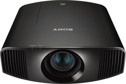 Sony VPL-VW290ES sort videoprojektor, frontvisning, centreret linse, sideventilationsgitre, "ANOS"-logo øverst