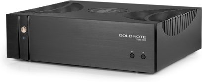 Stereo rørforstærker Gold Note TUBE-1012 sort børstet aluminium minimalistisk front med runde knapper foran
