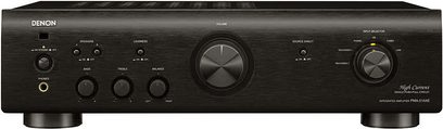 Denon PMA-510 sort integreret stereoforstærker, børstet aluminiumsfront, sølvfarvede knapper, kompakt og diskret design