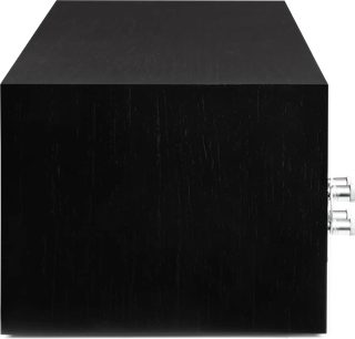 Paradigm Premier 520LCR v2 centerhøjttaler i sort set fra siden med åretegnet finish og sølvfarvede stik