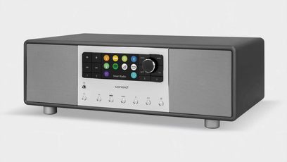 Radio Sonoro Primus grafit mat - gümüş, ön görünüm, koyu gri mat ön panel, açık gri parlak yan ve üst kısımlar