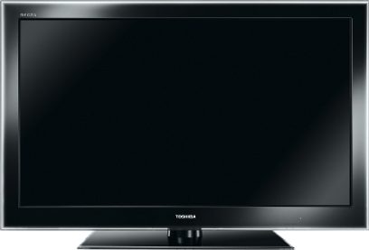 Toshiba 40VL733F fladskærms-TV, rektangulært sort skærmpanel set forfra og centreret