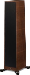 Paradigm Founder 80F floor-standing speaker, walnut, black front, wood sides and back, three-quarter front view