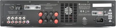 Cambridge Audio Topaz SR10 v2 stereo hi-fi-forstærker, bagside, lyd-/videotilslutninger, stik og justeringsknapper