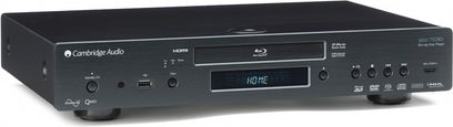 Cambridge Audio Azur 752BD sort 4K Blu-ray-afspiller, set forfra, sort front med display, knapper og tilslutninger