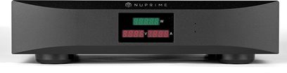 Nuprime Pure AC-4 sort strømforsyning, frontvisning, LED-display for watt, volt, ampere, mat sort front