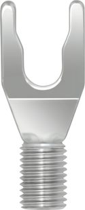 Gabelschuh für Audiokabel Wireworld Uni-Term Silver, silberfarbener U-Metallstecker mit Frontschraube