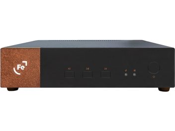 Ferrum Audio BROEN Netzwerk-Audioplayer schwarz, minimalistische Front mit kupferfarbenem Panel links und Drehknopf rechts