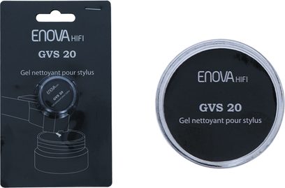 Kit di regolazione e pulizia Enova HIFI GVS 20, gel detergente per stilo, contenitore circolare trasparente, vista frontale