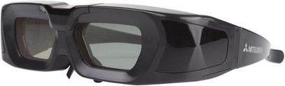 3D brýle Mitsubishi EY-3D pro HC7800D, pohled zepředu, matně černý rámeček, tmavě šedá skla, široké nožičky