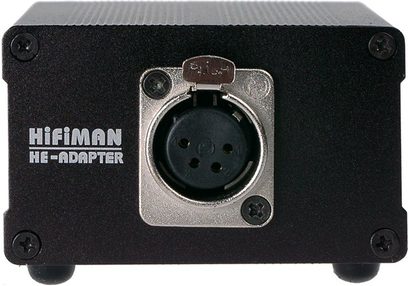 Adaptateur XLR femelle vers jack 3,5 mm mâle Hifiman HE-Adapter en métal noir, vue de face
