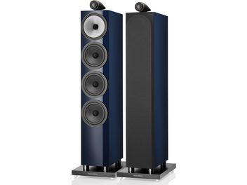 Două boxe de podea Bowers & Wilkins 702 S3 Signature în culoarea albastru noapte metalizat, 4 difuzoare, bază pătrată din metal