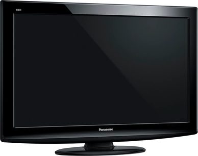 Panasonic TX-L32C20 fladskærms-TV, sort forfra, slukket, på sort baggrund