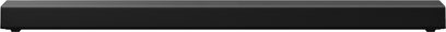 Černý soundbar Panasonic SC-HTB400EG, pohled zepředu, podlouhlý obdélníkový tvar, černá mřížka na přední straně