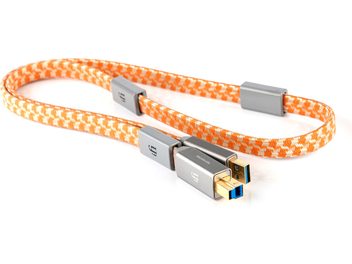 Kabel USB 3.0 A do B iFi Audio Mercury, 0,5m, szare złącza, pomarańczowa i biała obudowa w jodełkę