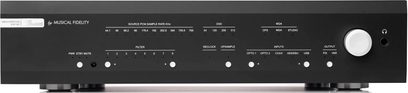 Musical Fidelity M6x DAC sort audio-DAC med frontpanel med knapper, drejeknapper, stik og lysindikatorer