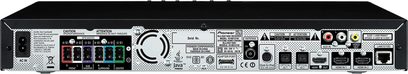 Pioneer BCS-323 sort hjemmebiografsystem set forfra, med mange stik, knapper og lysende indikatorer