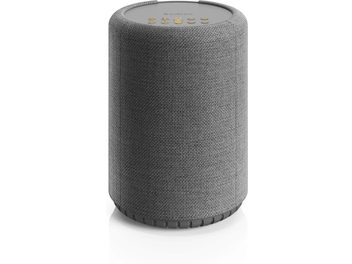 Enceinte connectée Audio Pro A10 MkII W gris foncé, corps cylindrique texturé et commandes dorées sur le dessus