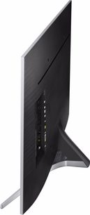 Samsung UE40MU6405 ultrafladskærms-TV, sort skærm, profilvisning, sølvfarvet kant, sølvfarvet V-fod