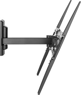 Suport TV de perete Meliconi FR-400 FLAT din metal negru, brațe articulate cu dublă extensie, montare pe perete dreptunghiulară
