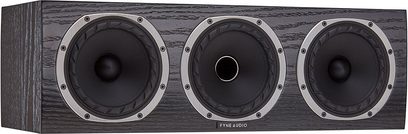 Fyne Audio F500C centerhøjttaler, sort træ kabinet, 3 cirkulære sort og sølvfarvede højttalere