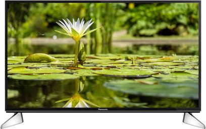Panasonic TX-40EX600E-tv, der viser en hvid åkande på vandet med refleksion, nærbillede