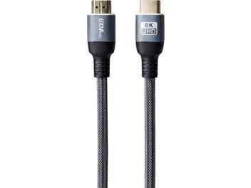 Câble HDMI Enova HIFI Gaia 10 m gris tressé, connecteurs mâles avec marquage 8K UHD