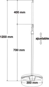 Norstone Design Finn Edge sort højttaler fod, justerbar højde fra 700 til 1200 mm, cirkulær base på 300 mm i diameter, sort