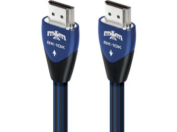 Twee Audioquest ThunderBird 48Gbps 3m HDMI-kabels, verzilverde connectoren, zwarte gevlochten mantel, productfoto