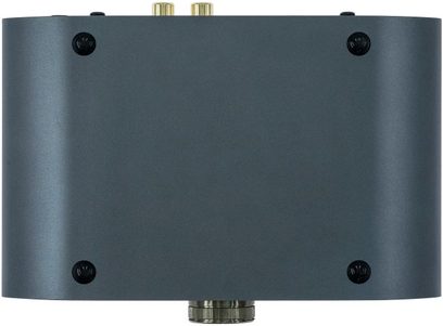 Aukštos kokybės ausinių stiprintuvas iFi Audio ZEN CAN 3, vaizdas iš viršaus, 4 juodi varžtai, 2 auksiniai jungikliai, 1 sidabrinis jungiklis